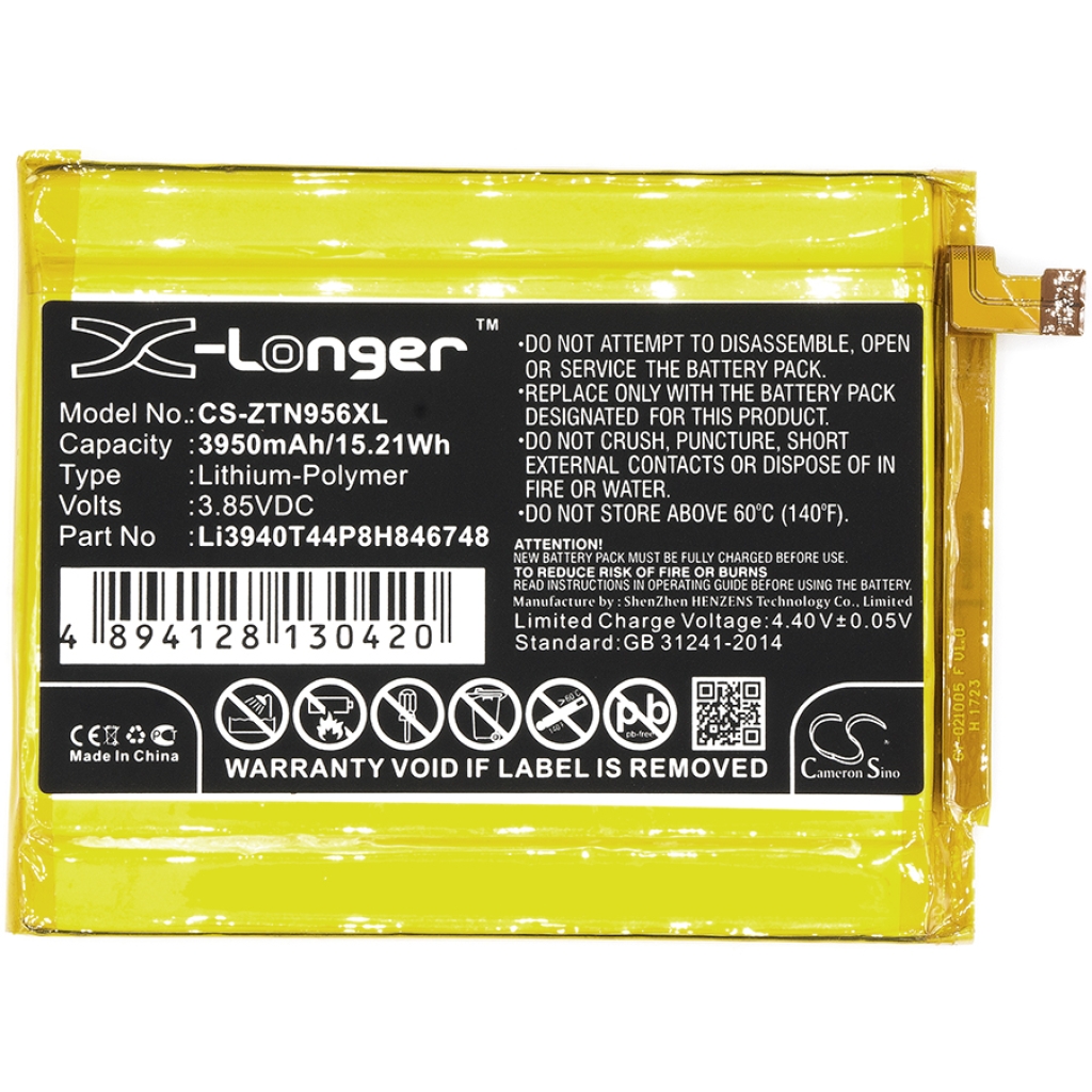 Batterie de téléphone portable ZTE CS-ZTN956XL