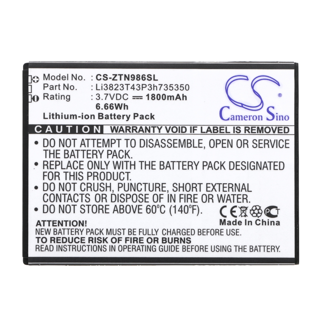 AT&T BoostMobile T-Mobile ZTE Batterie Hotspot ... CS-ZTN986SL