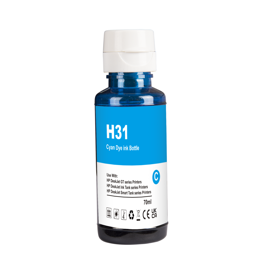 Compatible avec HP 31 C / 70ml Encre Cyan (Encre d'impression)